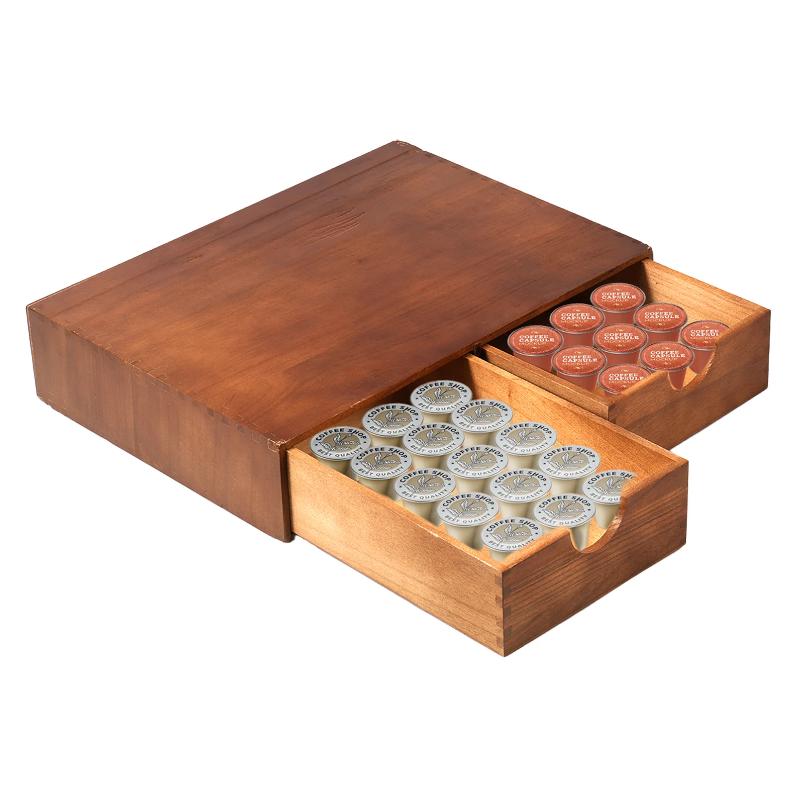 

Coffee Pod Storage Holder Wooden Coffee Pod Organizer Space Saving Tea Bag Storage Box Desk Organizer Drawer for Kitchen Counter