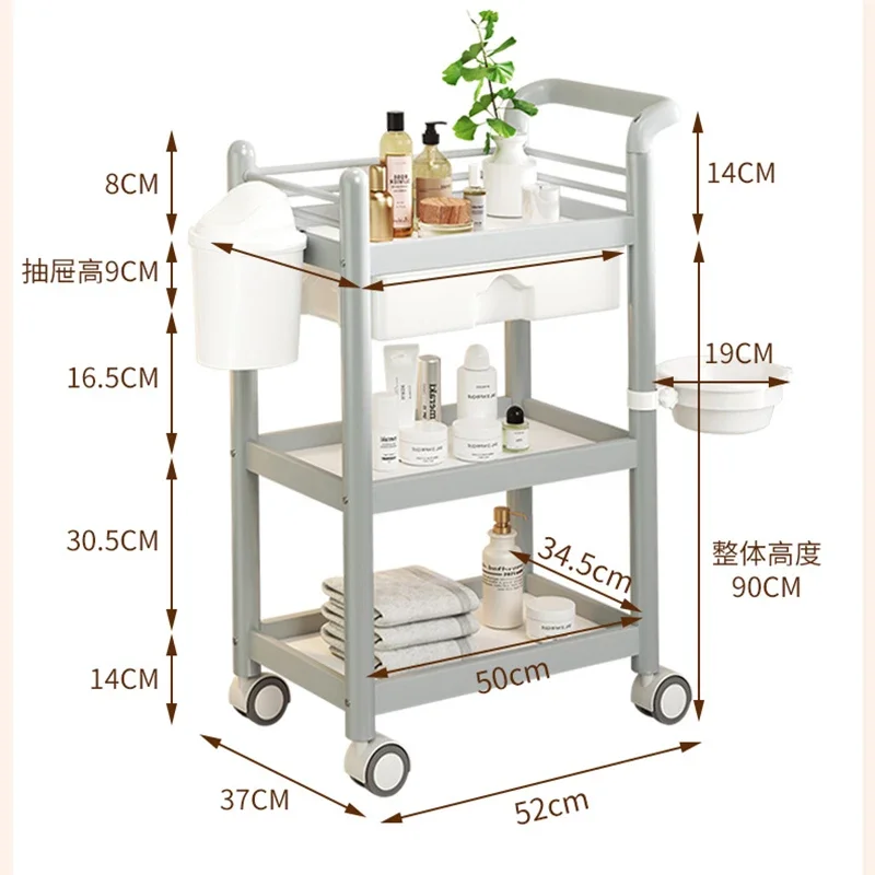 

Cosmetic Rolling Beauty Salon Trolley Manicure Tattoo Lash Tea Salon Trolley Spa Pedicure Carrito Auxiliar Salon Furniture