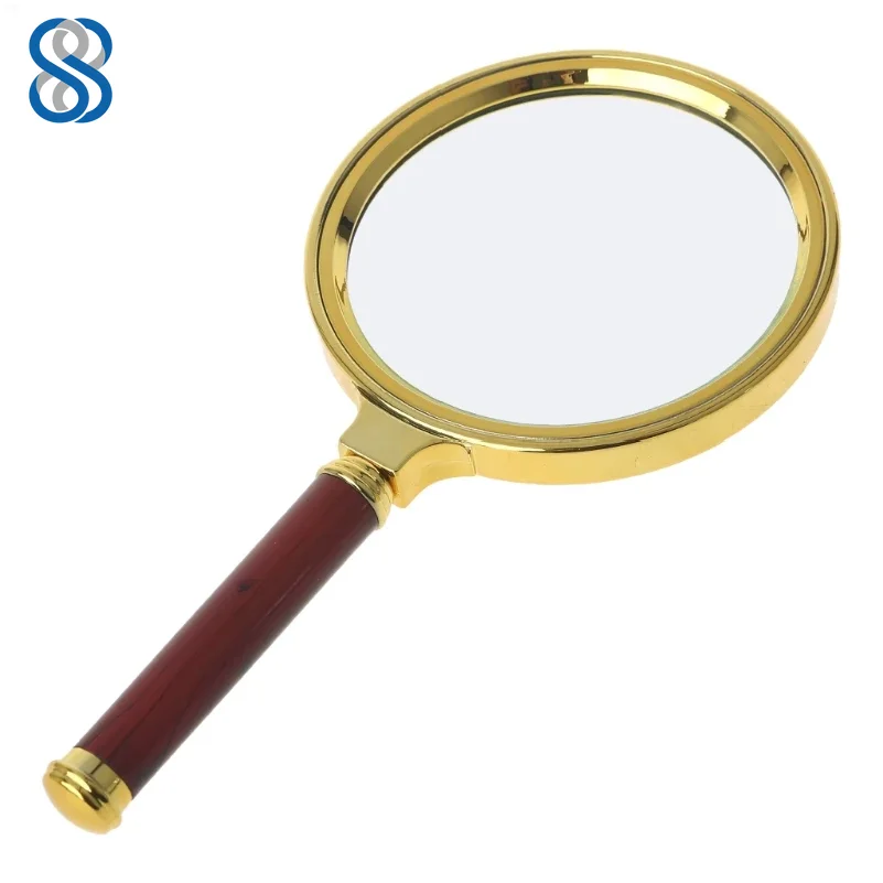 60mm 70mm 80mm Portable Handheld 10X Magnifying Glass Retro Handle Magnifier Eye Loupe Glass-DMH