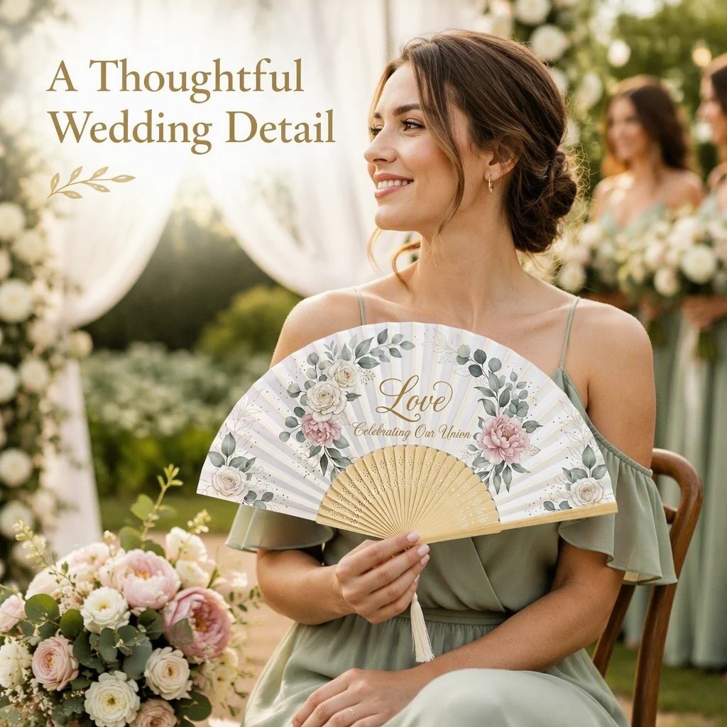 50pcs Custom Wedding Favors Personalized Floral Printed Bamboo Folding Hand Fans Bridal Shower Guest Gifts Summer Party Bulk