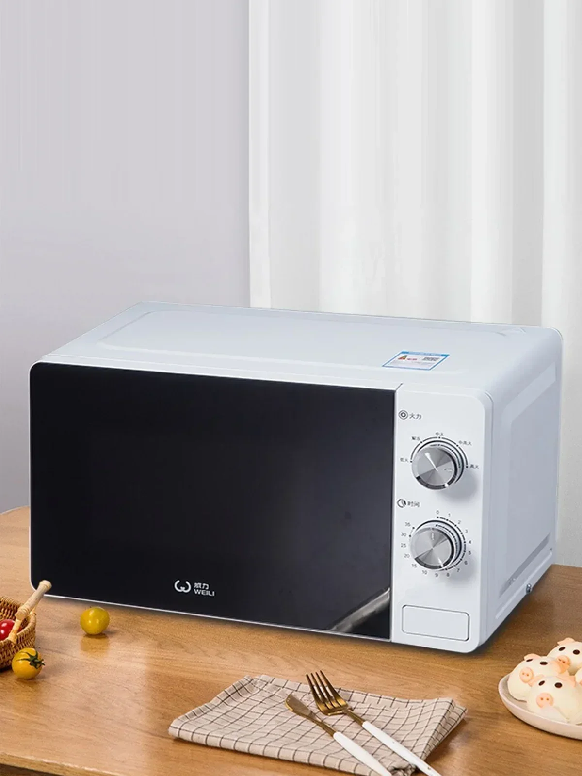 220V small microwave oven, household mechanical rotary table heating, easy to operate, suitable for the elderly and children