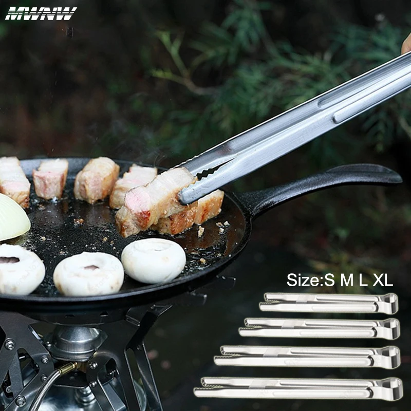 Lengthened Non Slip Stainless Steel Food Tongs Meat Bread Clip Barbecue Grill Buffet Clamp Cooking Tools Kitchen Accessories