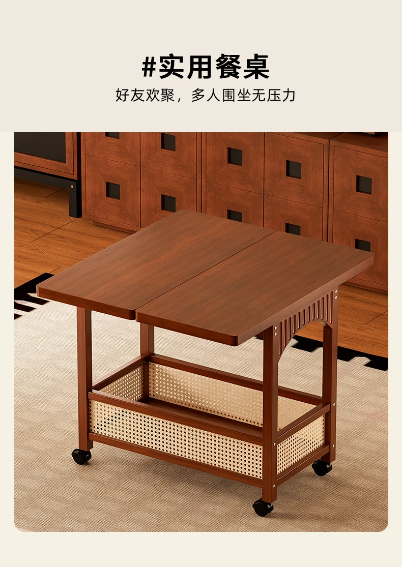  طاولة جانبية خشبية قابلة للطي بعجلات - طاولة نهاية محمولة لغرفة النوم وغرفة المعيشة، وتخزين موفر للمساحة للمساحات الصغيرة #5