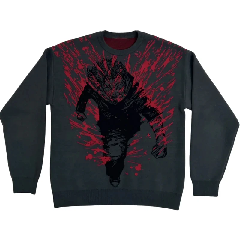 Traf 2024 Autumn/Winter Sweater Anime Zombie Horror Knitted Sweater Outdoor Warm Dark Gothic Retro Style Warm Sweater Wholesale