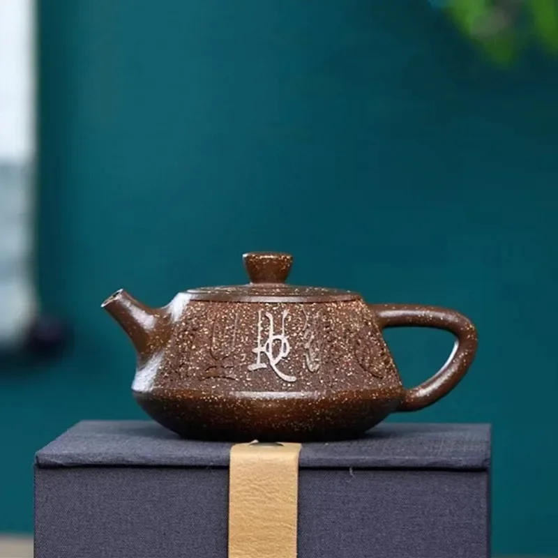 90ml Yixing Purple Clay Teapots Raw Ore Stone Scoop Tea Pot Handmade Customized Tea Infuser Chinese Filter Beauty Teaware