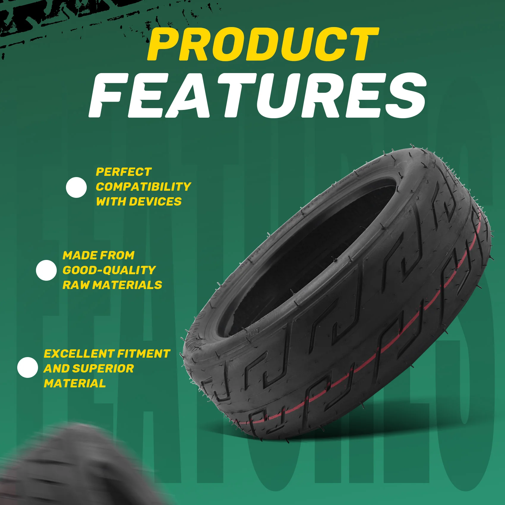 【CYBER MONDAY】10X2.70-6.5 Tire 10 Inch Solid Tire Thickening and Wear Resistance Tyre Electric Scooter Parts