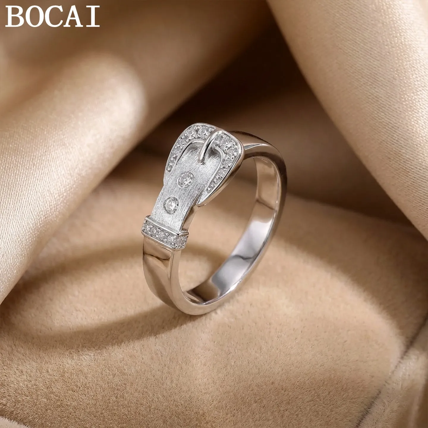 bocai-s925-sterling-silver-fashionable-and-versatile-diamond-studded-small-belt-ring-women's-gift