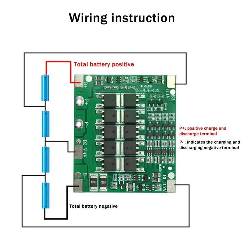 ABBO-4S 14.8V 40A Lithium Battery Protection Board 18650 Battery Charge Board Equalizer Power Tool Battery Protection Board