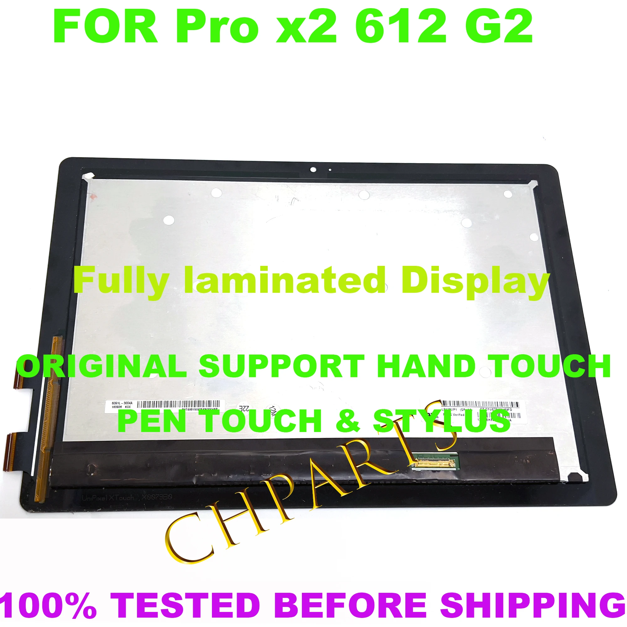 918352 -001 Conjunto de repuesto de digitalizador con pantalla táctil LCD LED de 12,3 pulgadas 1080p para HP Pro x2 612 G2