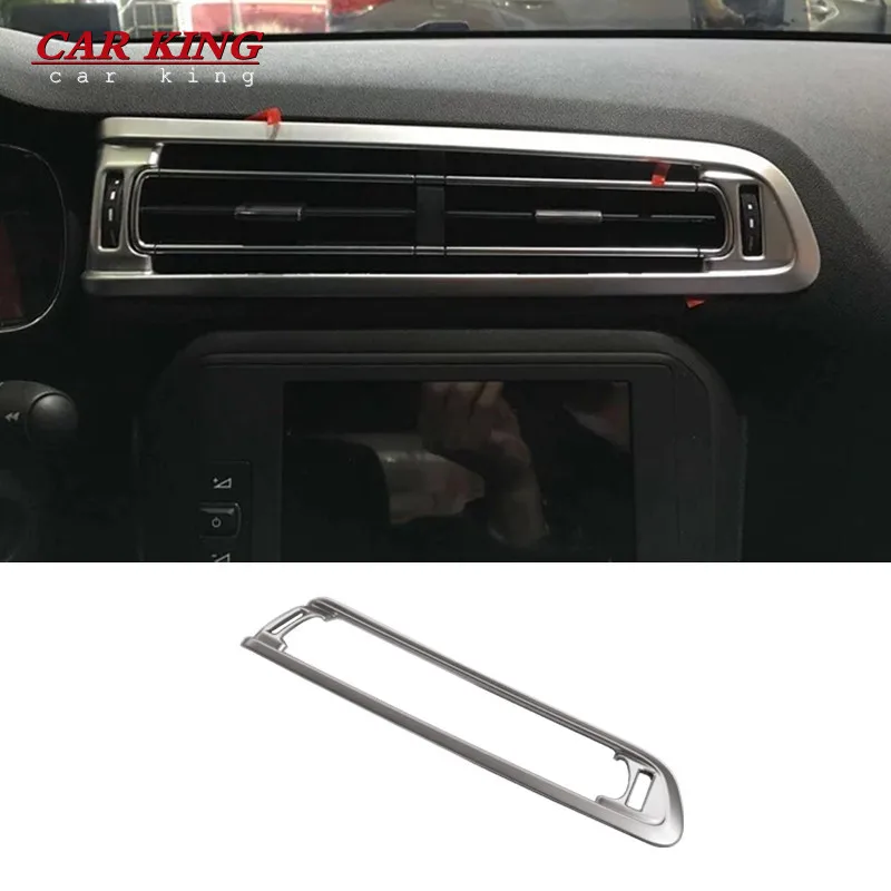 

For Citroen C4 2016 styling Accessories inner Car garnish front middle Air conditioning Outlet Vent cover trim ABS Matte 1pcs