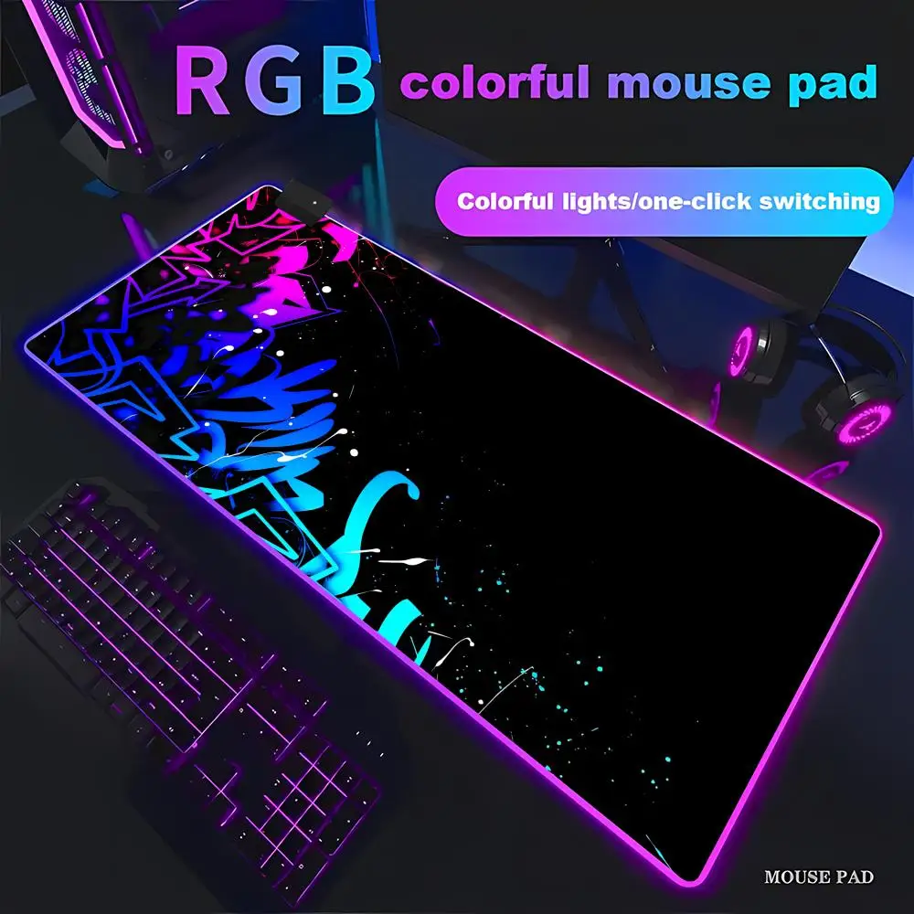 

RGB HD Street Graffiti Art Gaming Mouse Pad Table Pad HYBXAXC XXL Computer Play expand Desk Mat Rubber Keyboard Desk mats