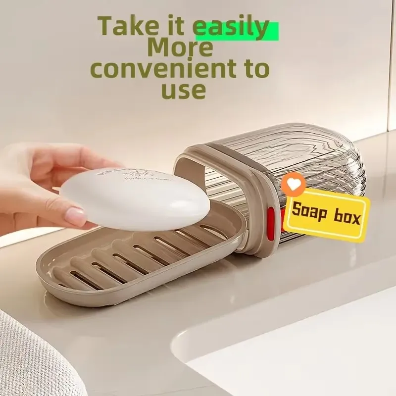 1pcs Creative Travel Soap Box with Lid Sealed and Drainable Portable Small Soap Box for Business Trip Travel Soap Box