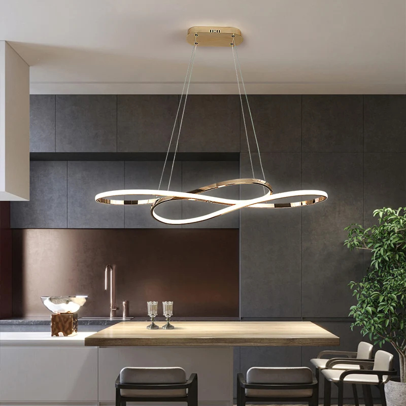 Nordic Minimalist Pendant Light Suitable for Coffee Shop Bar Counter Living Room Lights Electroplated Gold Line Pendant Lamp