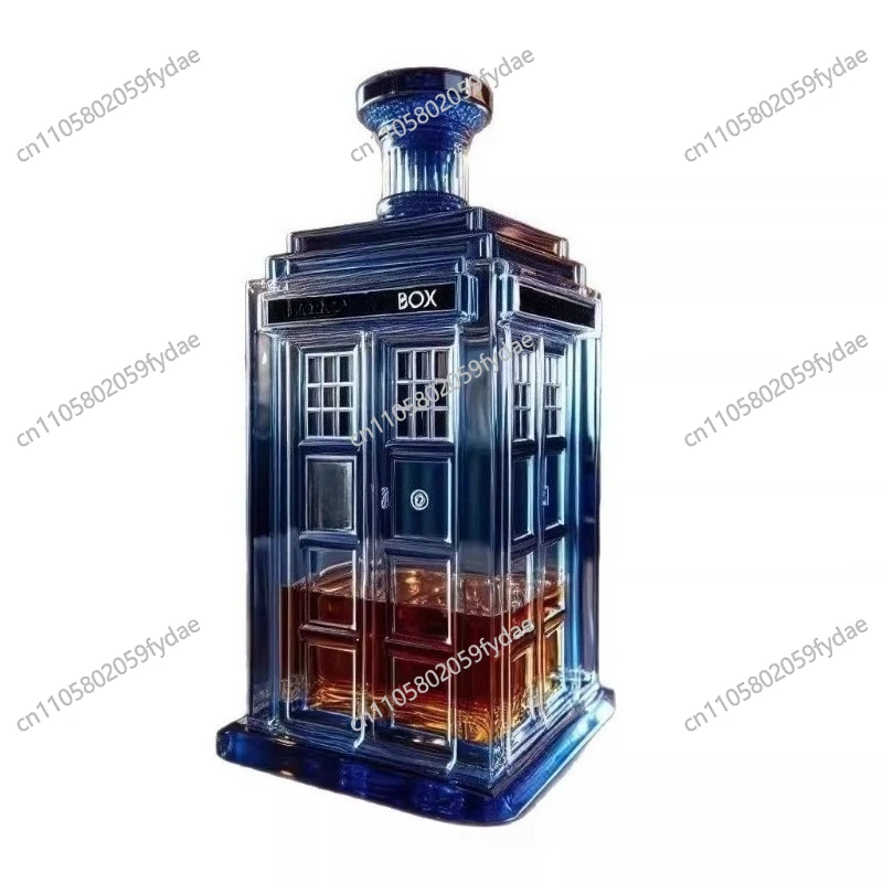 Bottle Blue Phone Booth Shaped,Funny Creativity Flask Liquor Dispenser,Home Bar Tabletop Decoration  Lovers