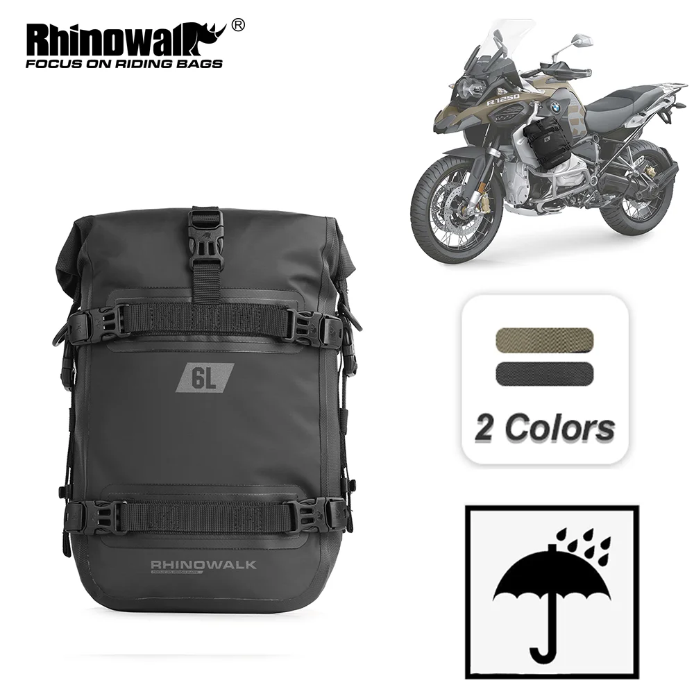 Rhinowalk Motorcycle Crash Bar Dry Bag 100%Waterproof Motor Bumper Bag 6L Large Capacity Outdoor Pannier Tank Side Bag Tool Pack