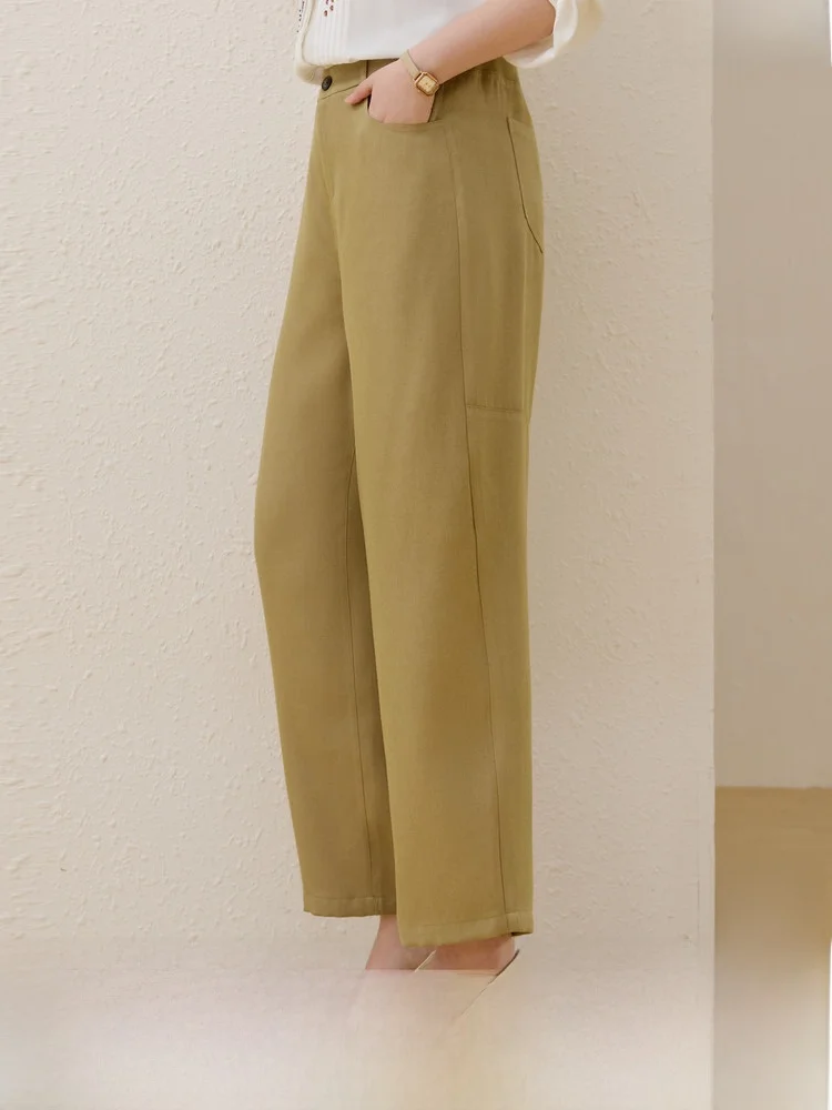 

Simple Nine-Piece Pants for plus Size Women Fashionable Commute Versatile High Waist Straight Leg Pants Spring New Arrival