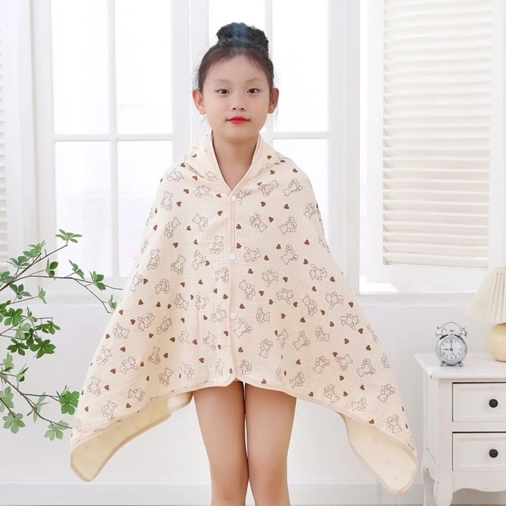 

Sleeping Wrap Cartoon Printed Baby Gauze Bath Towel Soft Four Layer Hooded Bathrobe Absorbent Comfortable Infant Bathrobe Bath