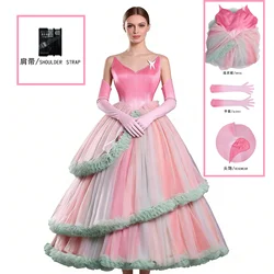 Wicked Glinda Cosplay Costume Pink and Purple Fairy Prinss Dresses Big Skirt Bustle Carnival Christmas Party Play Role Outfits