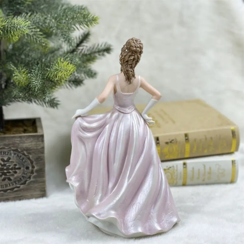 Vintage Porcelain Lady Figurine Purple Dress Victorian Style Ceramic Statue Home Decor Collectible Ornament for Living Room Gift view 3