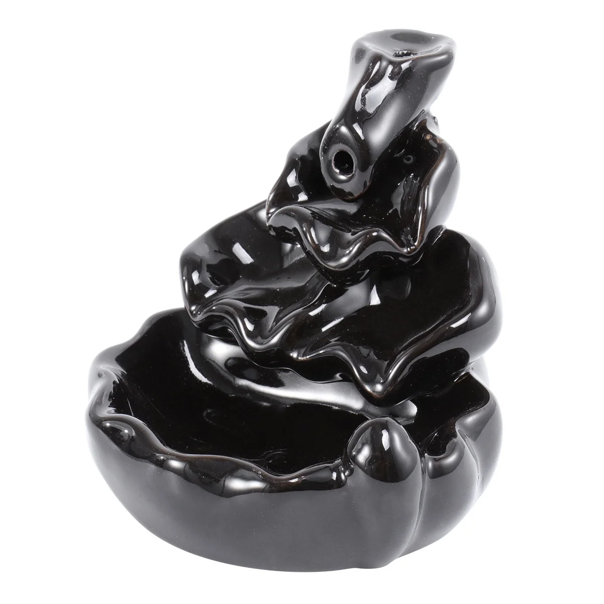 

Black Ceramic Incense Smoke Cone Burner Backflow Censer Tower Holder Exquisite Workmanship Classical Furnishings Meditation