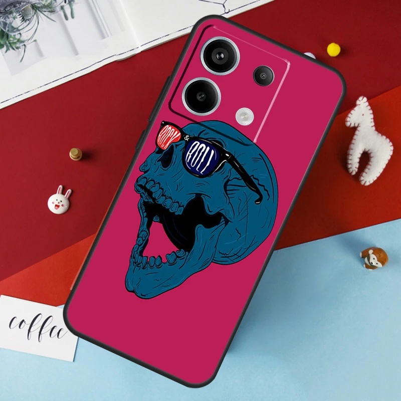 Rock and Roll Skull Case For Xiaomi Redmi Note 12 11 10 9 8 13 Pro Plus 12S 11S 10S 9S 10A 9C 10C 12C 13C Cover