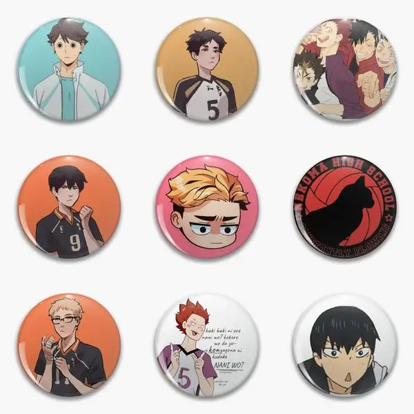 Haikyuu فريق Karasuno Hinata الفذ اللحوم الكعك لطيفة تلقي Oya لينة زر دبوس تخصيص هدية عاشق الموضة الإبداعية ديكور