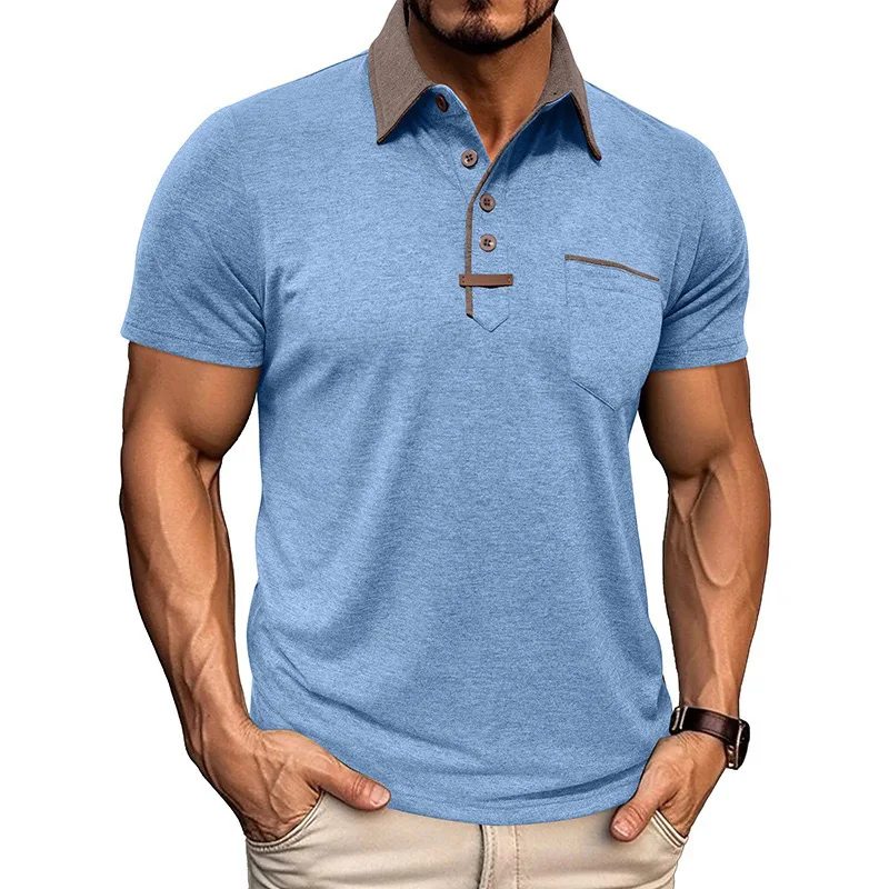 Man Polo Shirts Summer European and American Men's Short-sleeved Lapel T-shirt Men Color Matching Polo Shirt Tops men's shirts