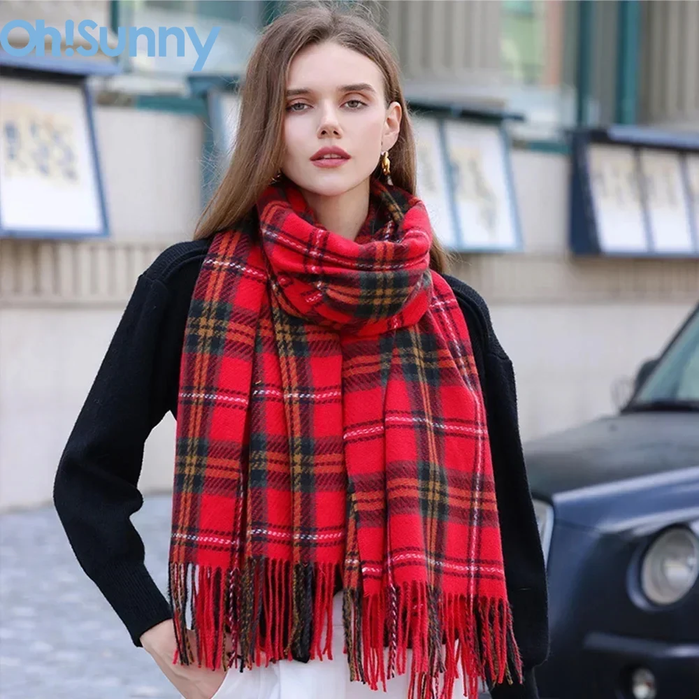 Oh!Winter Shawls and Wraps for Women Luxury Pashmina Tassel Female Scarf Solid Color Large Soft Wrap Foulard Cashmere Christma