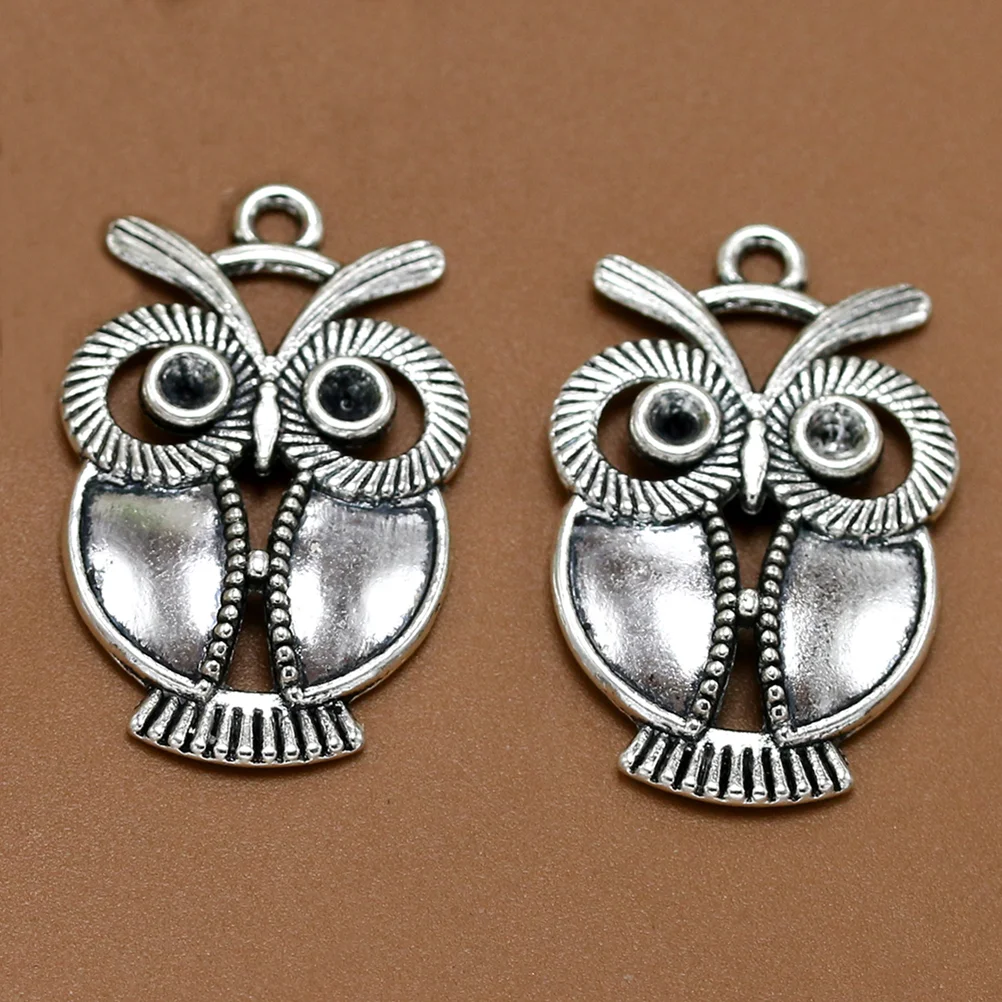 

10PCS Vintage Alloy Owl Pendants Charms DIY Jewelry Making Accessory for Necklace Bracelet ( Silver)