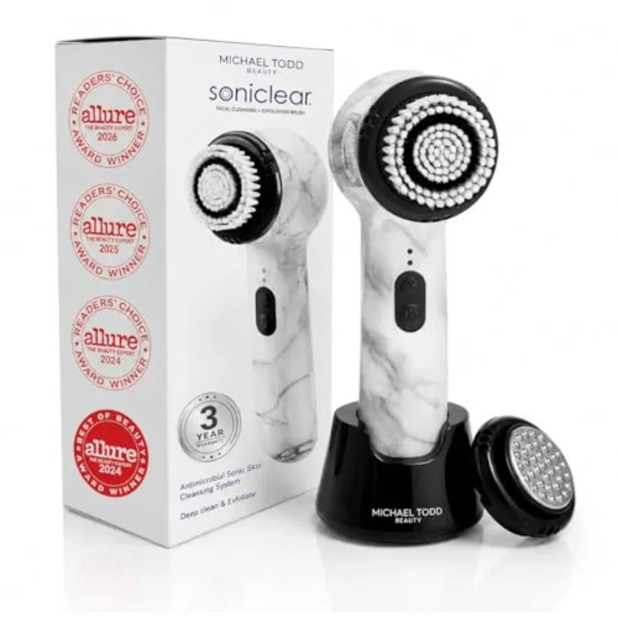 

Soniclear Allure 2026 Readers Choice Winner Sonic no Rotating Facial Cleansing + Exfoliation Brush for Men/Women, Antimicrobial