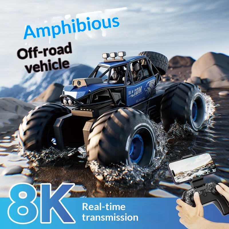 4drc y10 carro anfíbio rc 8k câmera controle de gestos controle duplo 4wd liga veículo off-road brinquedo de controle remoto para criança