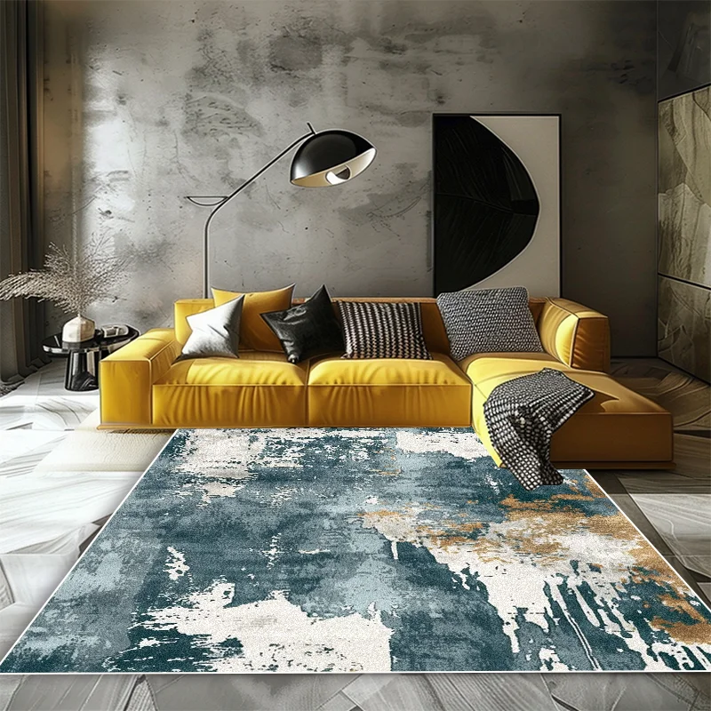 Moderner Abstraktionsteppich, minimalistische Wohnzimmerdekoration, Sofa, Teetisch, Seite, große