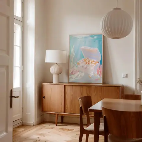 Soft Pastel Whimsical Mermaid Magical Princess Fairytale Castle Unicorn Poster Canvas Painting Wall Art Nursery Room Home Decor