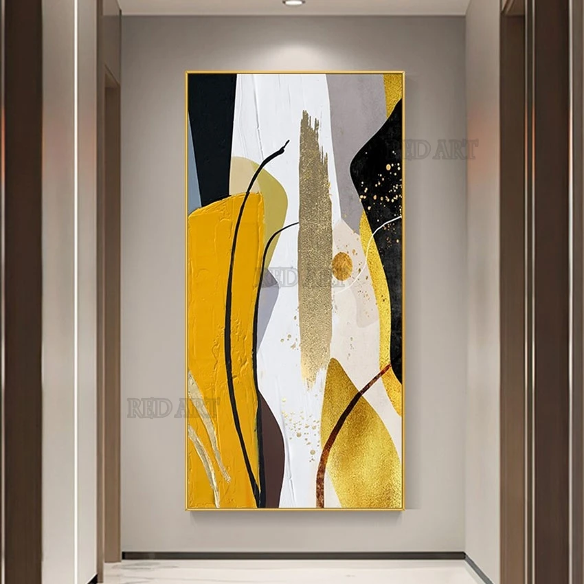 

Porch Wall Decoration Abstract Gold Foil Design Wall Oil Painting Canvas Poster Large Size Frameless Artwork Modern Murals