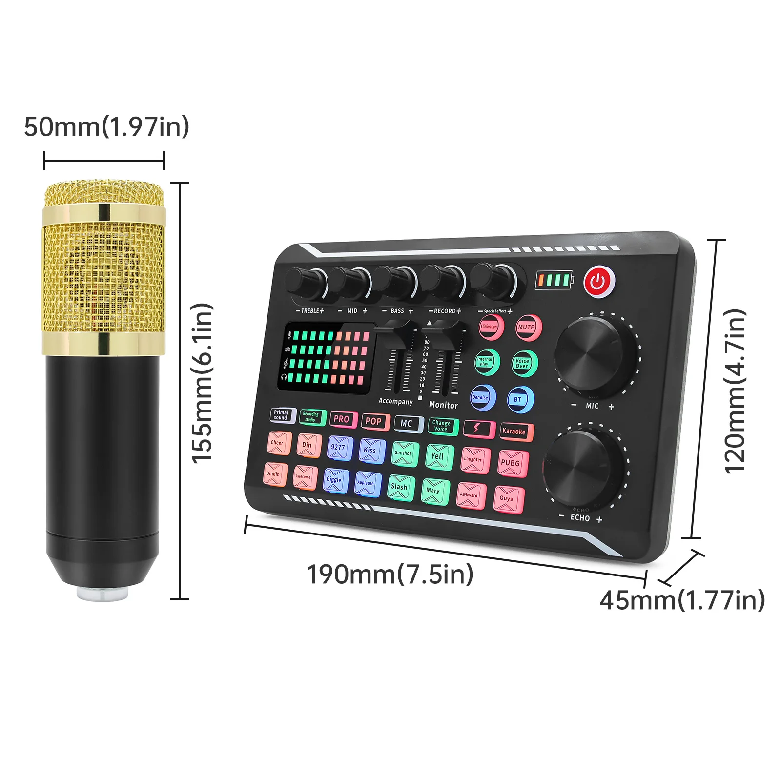 DJ Equipment Microphone Sound Card Console Studio Sound Card Kit Cable Phone Mixing Computer Live Voice Mixer F998 Sound Card