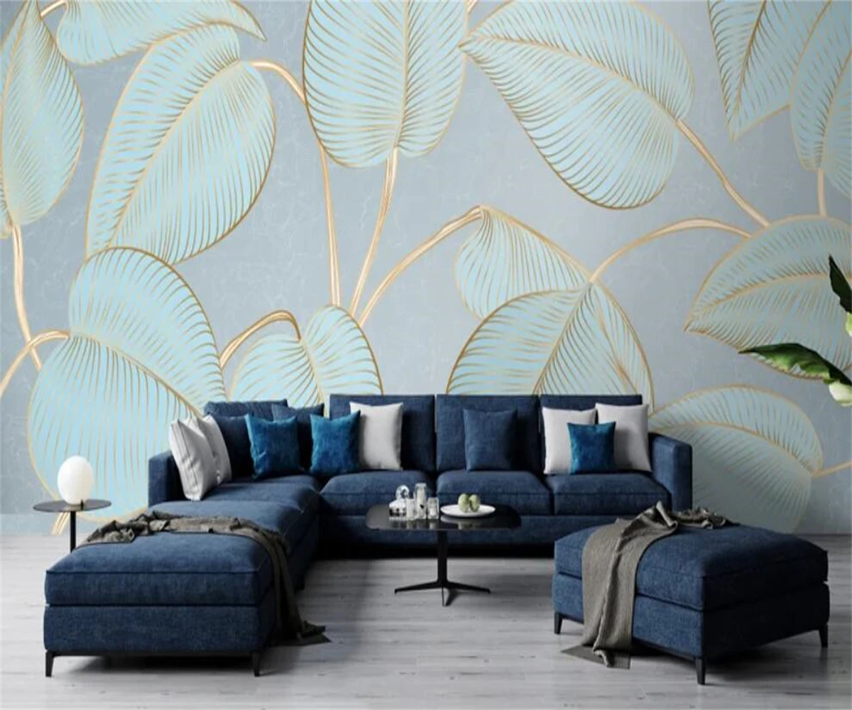 beibehang Customize the latest bedroom and living room decorative paintings, abstract leaf and plant background wallpaper