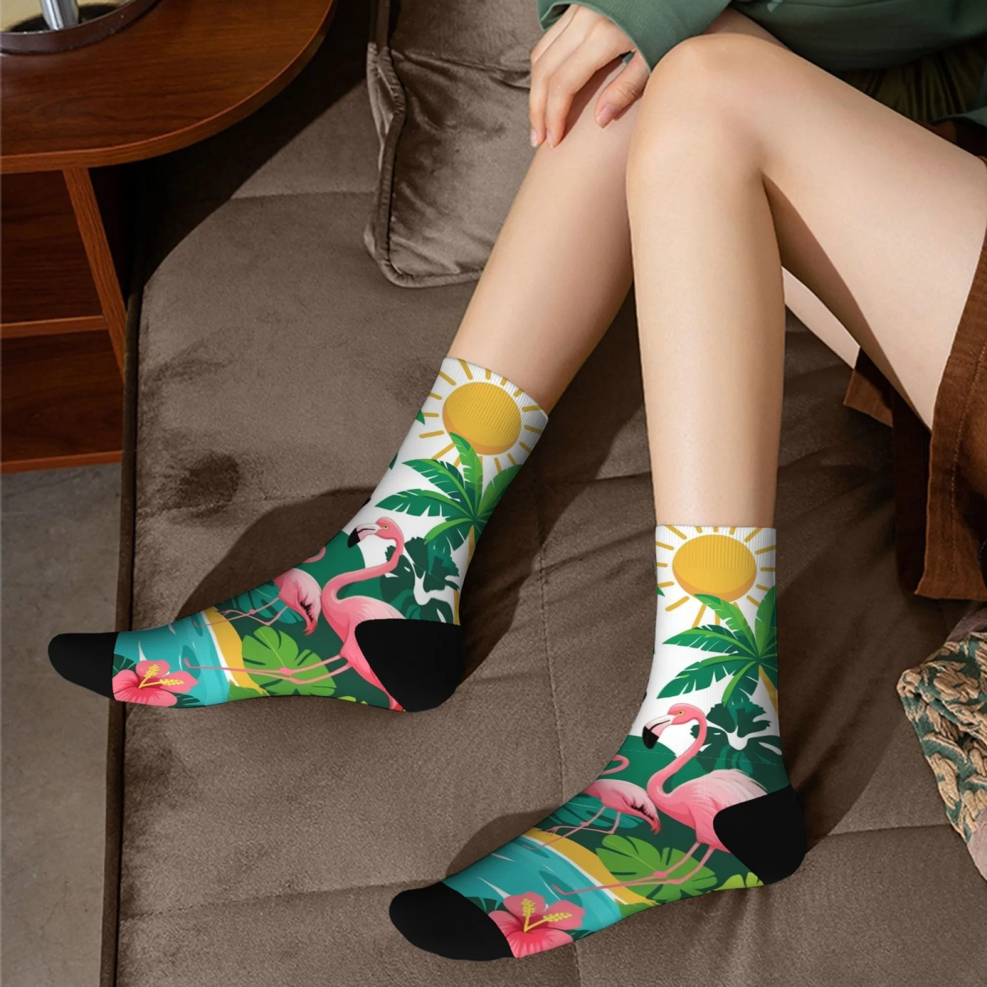 

Носки на тему фламинго, летние носки с тропическим принтом, носки для отпуска, легкие дышащие праздничные носки