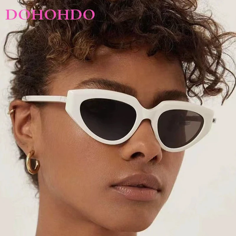 Dohohdo novo ins popular olho de gato óculos de sol feminino retro punk cinza lente óculos masculino tons uv400 marca luxo oculus óculos de sol