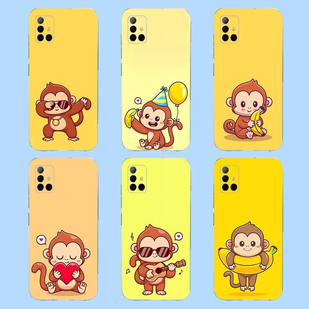 

Cartoon Monkey Phone Case For Samsung S 23,22,10,9,8 A 71,52,51,30,21S,12 PIus,E,Lite Note20 Ultra Clear Soft