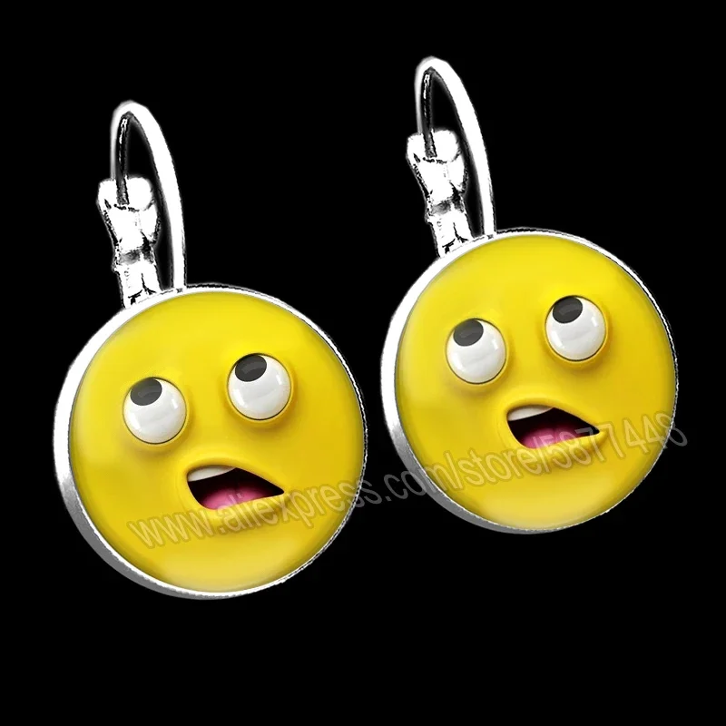 New Arrival Cute little monster demon expression doll face Glass Cabochon Womens Earrings  jewelry  funny earrings for women