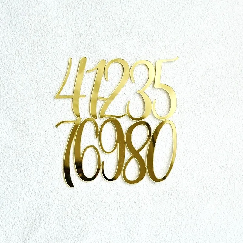 1set(0-9)Number Happy Birthday Cake Toppers Gold Acrylic Kids Birthday Party Cake Topper Wedding Baby Shower Dessert Decoration