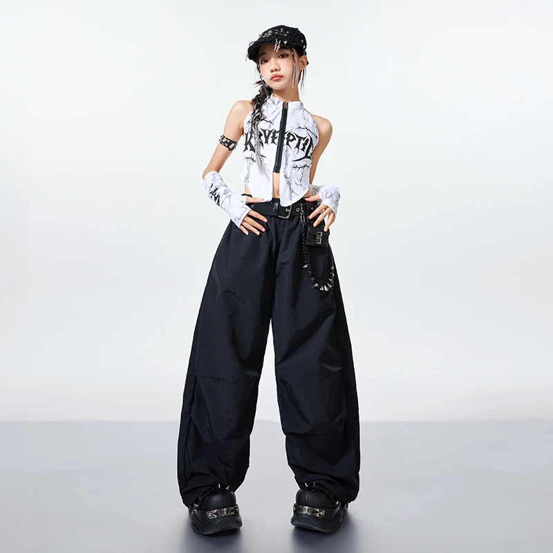 Mädchen Hip Hop Outfits Crop Tops Tiered Röcke Kind K-pop Streetwear Goth Rock Kind Jazz Mädchen Gruppe Street Dance kleidung Set