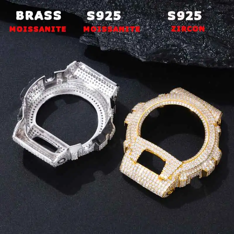 DW-6900 Series Moissanite Watch Case S925 Sterling Silver Iced Out Bezel For Men's Hip Hop Jewelry Watch Accessories image 5