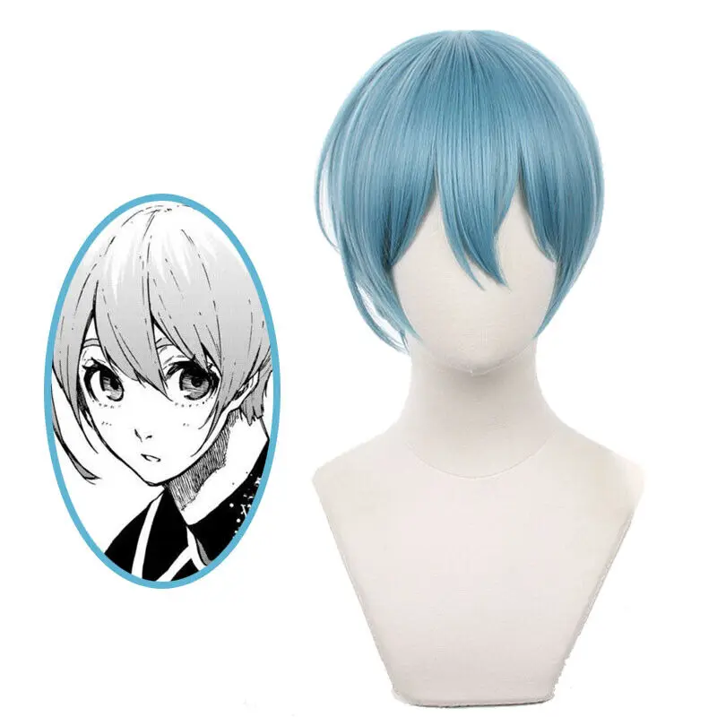 Anime Blue Lock Yo Hiori Cosplay Wigs 30cm Short Light Blue Men Synthetic Hair