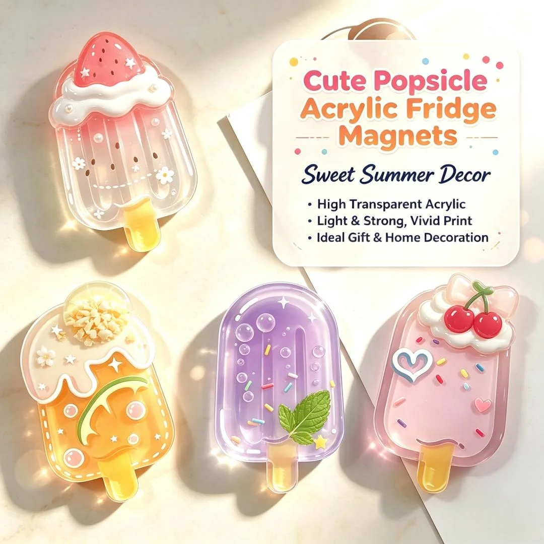 Custom Colorful Transparent Fridge Magnet Hot Selling Bright Sleek Acrylic Fridge Magnets Decorative Patch Acrylic Simulation