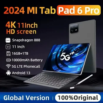 2024 Original Global Version Pad 6 Pro Tablet PC Snapdragon 888 10000mAh Android 13 RAM 16GB ROM 1TB 5G HD 4K Screen WIFI Mi Tab