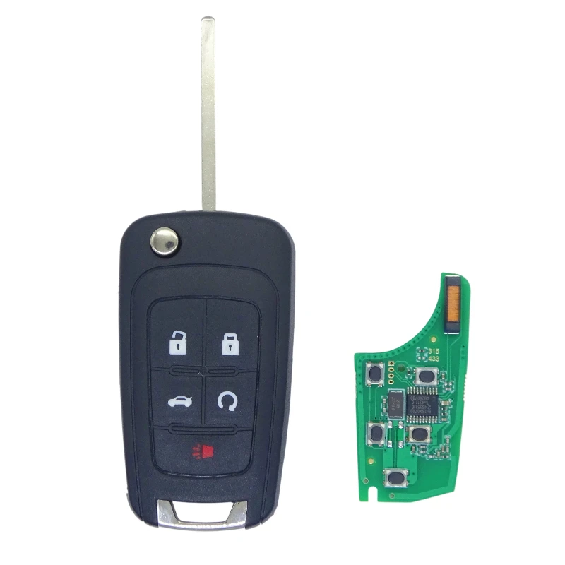 4+1 Buttons Flip Remote Car Key 315Mhz/433Mhz ID46 Chip with HU100 Blade For GM Buick Chevrolet Opel Not Smart