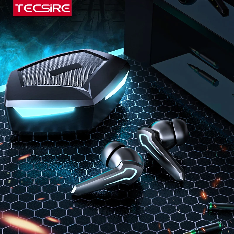 TECSIRE P30 Gaming Bluetooth Headset Wireless Earbuds Dual Mode Low Latency HiFi Bass with Microphone