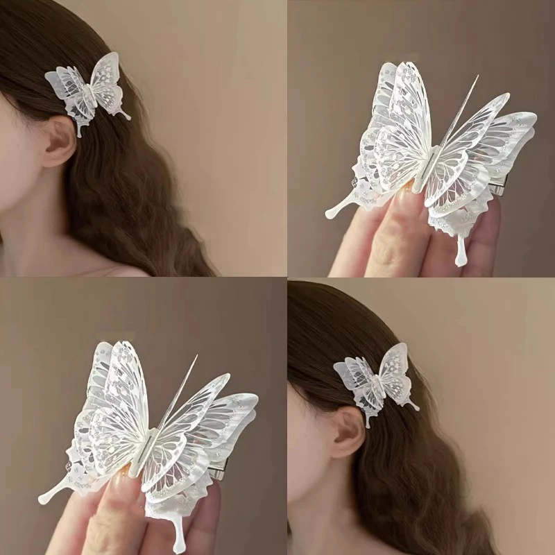 Mori Super Fairy Multilayer Butterfly Hair Clips Women Y2k Hairpins Girls Hair Accessories Side Duckbill Hairpin