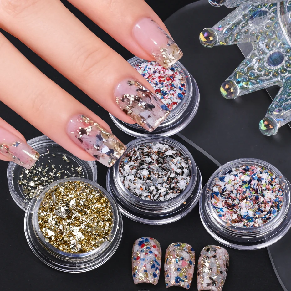 

4pcs Irregular Nail Art Sequins Glitter Mix Color Sparkly Flakes Broken Slices Foils DIY Charms Manicure Decoration Accessories